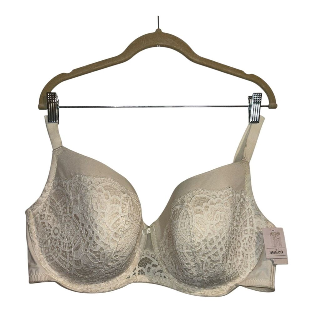Auden Lace Underwire Bra 46DDD Ivory Full Coverage Plus Size NWT
